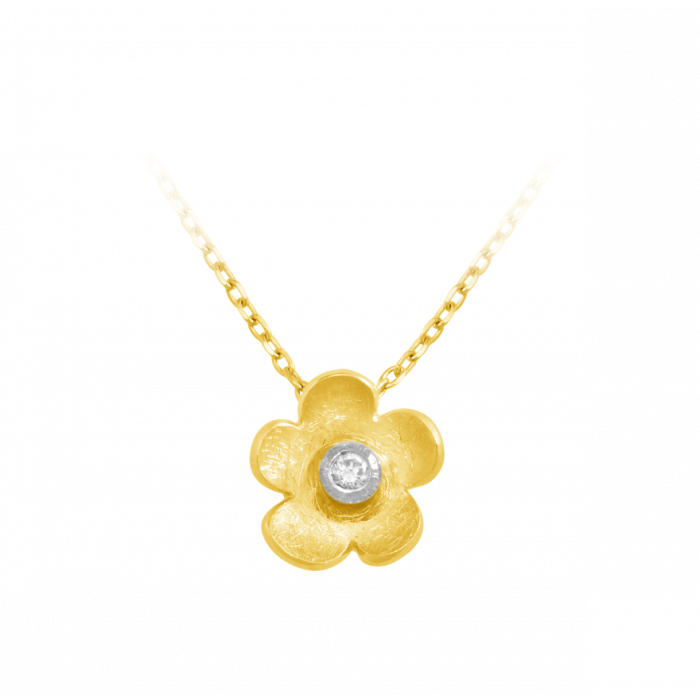 Anhänger aus 750er Gelbgold »Blume, 100311« mit Diamant