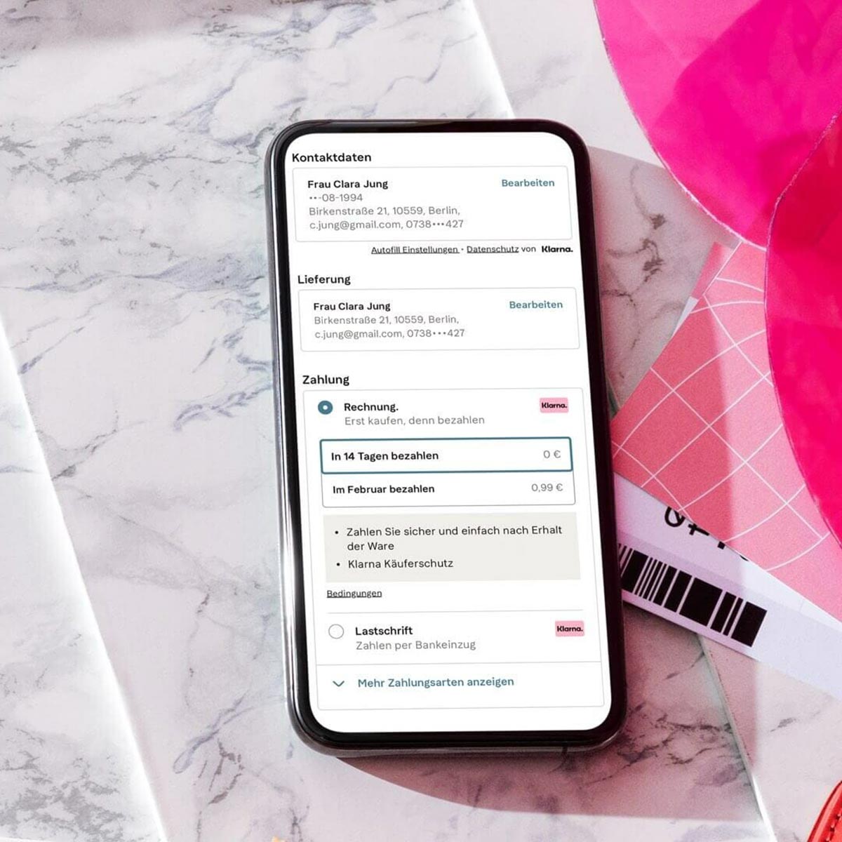 Zahlungsmethoden Klarna, Visa, MasterCard, Sofortüberweisung, Kauf auf Rechnung, Kauf auf Raten